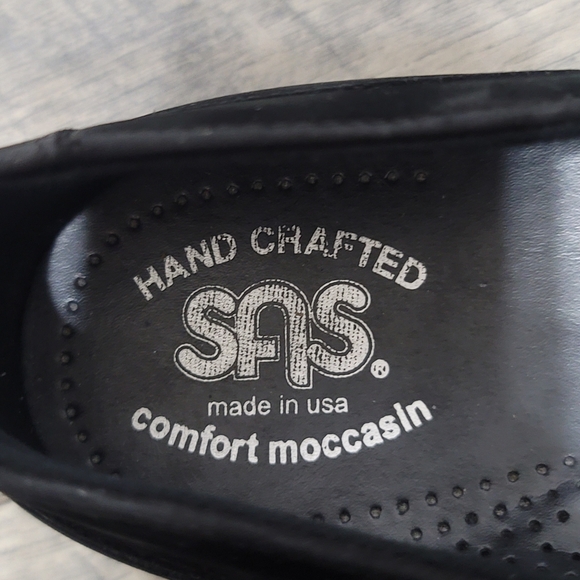 SAS Hand Crafted Petra Comfort Moccasin Black Nubuck Lace Up Shoes Womens 6.5 - Picture 9 of 11